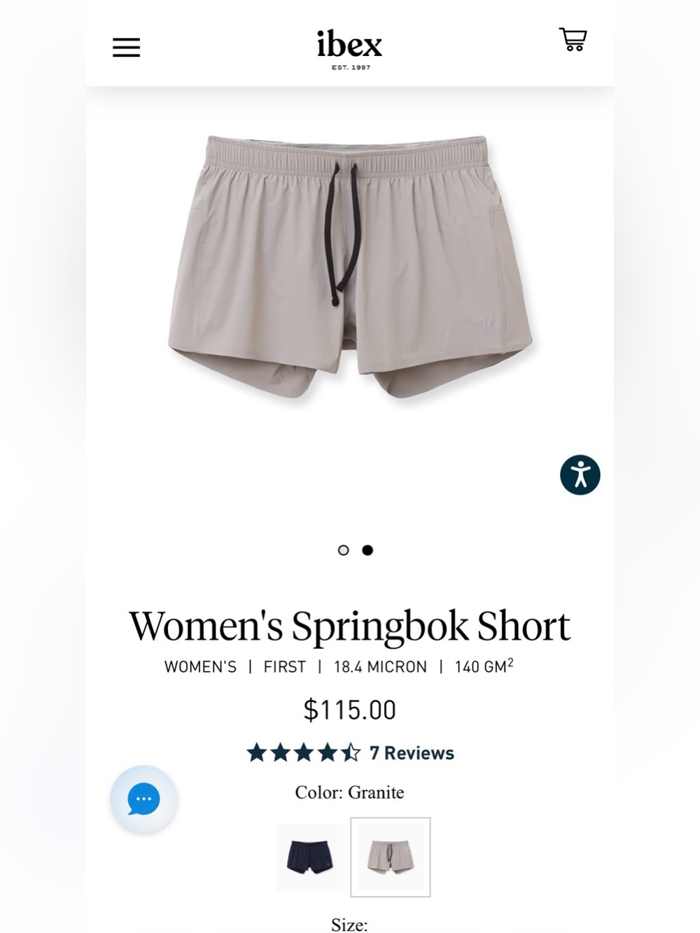 ibex Womens Springbok Shorts in Heather Gray size L - Picture 1 of 7